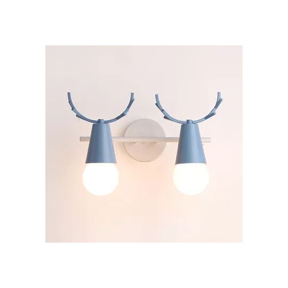 Sweet Cone Child Bedroom Wall Light Metal 1 Head Nordic Stylish Wall Lamp with Antlers