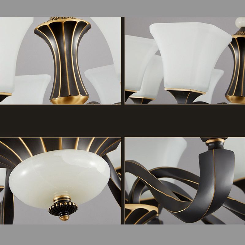 Bell Glass Chandelier Hanging Light Fixture Antique Living Room Chandelier Light Fixtures