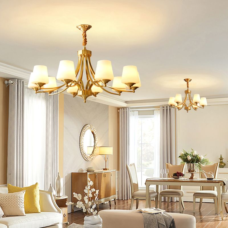 Lustres américains modernes d'éclairage de lustre en cuivre moderne avec teinte en verre