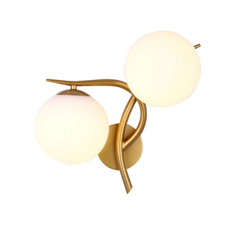 2-Light Glass Wall Lamp in Modern Creative Style Wrought Iron Wall Sconce for Interior Spaces