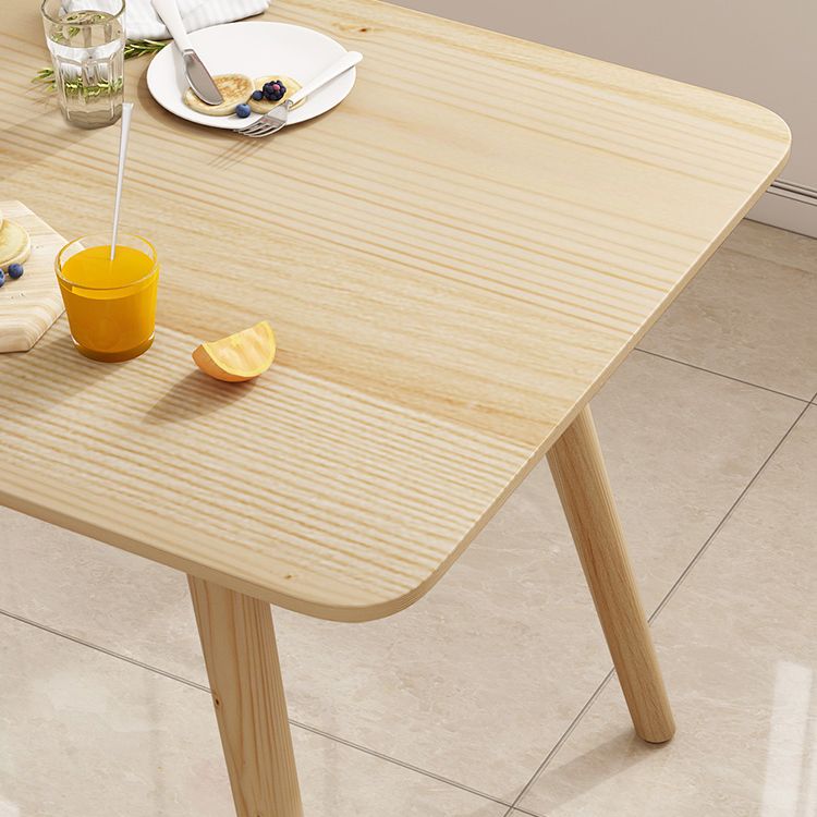 Rectangular Dinner Table Modern Natural Oak Solid Wood Tabletop for Living Room