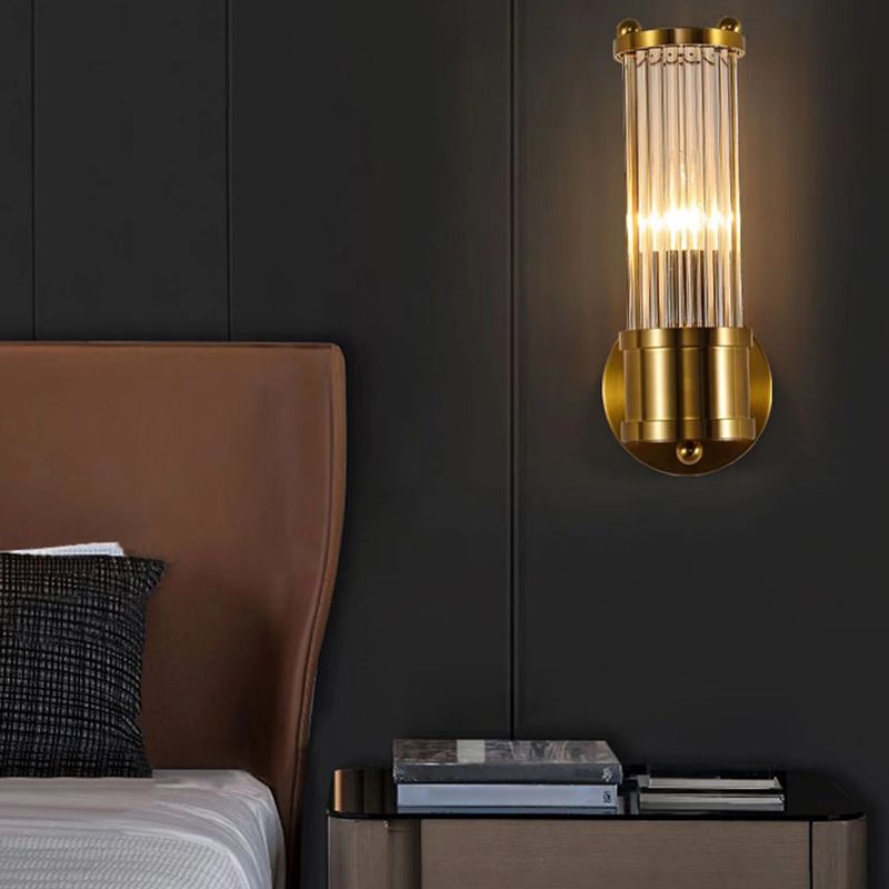 Solid Brass and Glass Bathroom Vanity Lighting 1 / 2 - Light Bath Sconce in Gold