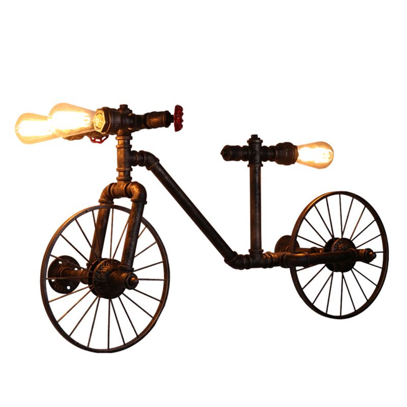 3-Light Chocolate Bronze Metal Ceiling Hung Fixtures Vintage Bicycle Bike Shape Pendant Lighting