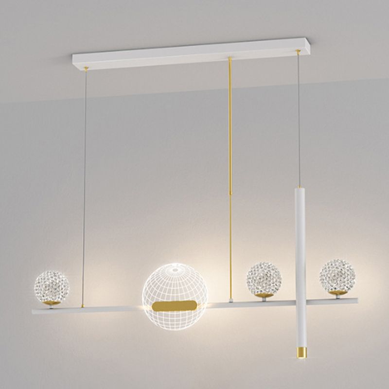 Minimalist 5-Light Island Pendant Globe Shade Acrylic Hanging Light for Dining Room