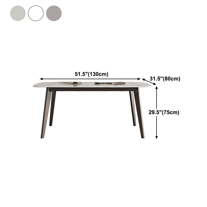 Contemporary Sintered Stone Dining Table Solid Wood Dining Table with 4 Legs