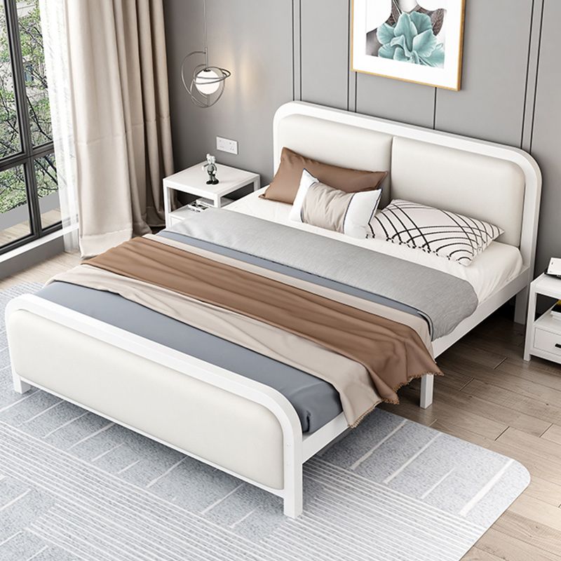 Glam Metal Upholstered Panel Headboard Rectangular Standard Bed