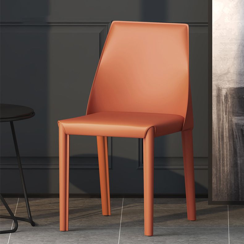 Modern Low Back Dining Chair Faux Leather Armless Dining Side Chair