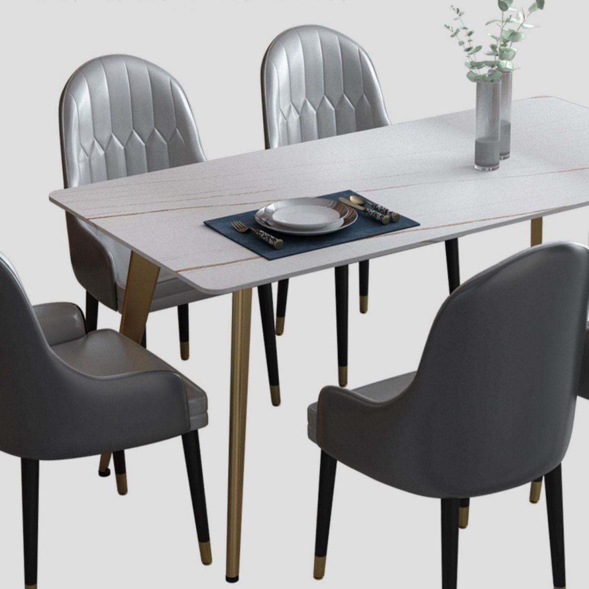 Glam Dining Table Set 1/2/5/6/7 Pieces Sintered Stone Dining Set