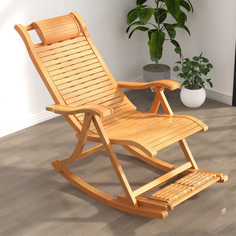 Solid Wood Rocking Chair Bamboo with Padded Seat Rocker Chair Ergonomic
