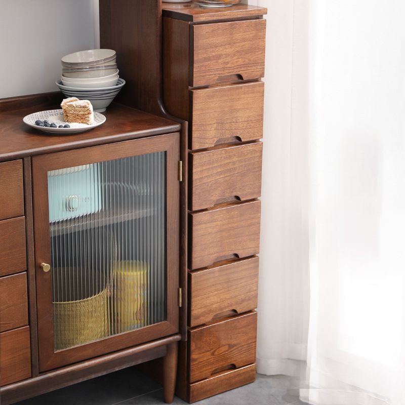 44" Tall Wooden 6-Drawer Accent Chest Square Top without Handle Cabinet