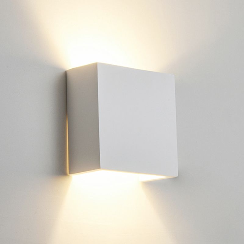 Metal Square Wall Light Fixture Minimalist in White for Bedroom