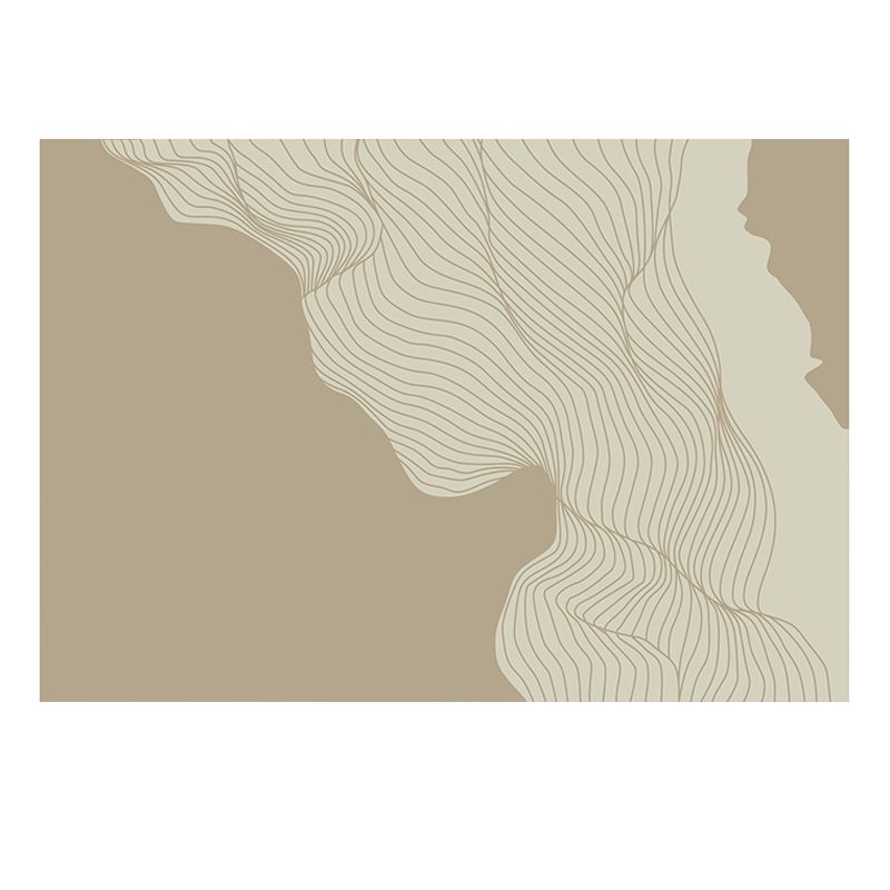 Khaki Modern Area Rug Stripe Pattern Polyester Area Carpet Anti-Slip Washable Rug for Home Decor