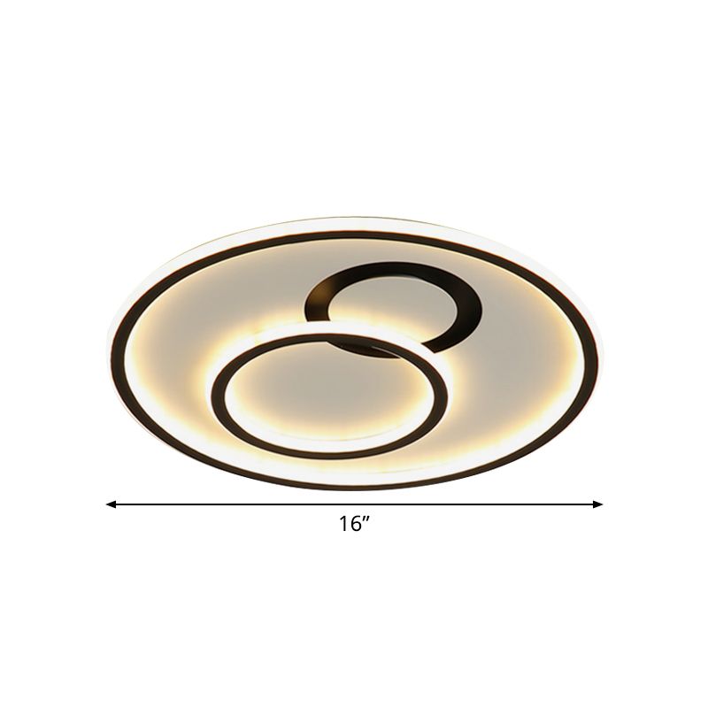 Extra Thin Circle Bedroom Ceiling Flush Acrylic Minimalist 16"/19.5" Dia LED Flush Mount Light Fixture in Black