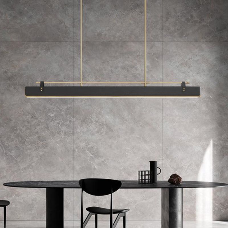 Leather LED Island Light Ultra-Modern Hanging Light Fixture for Dining Room
