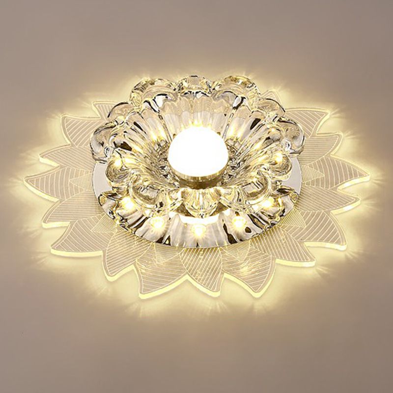 Plafonnier encastré de couloir de cristal encastré LED moderne en forme de fleur