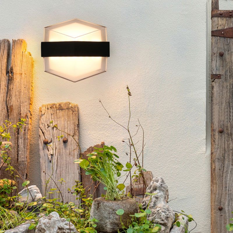 Iluminación geométrica de la exploración moderna balcón acrílico lámpara de pared LED lámpara en negro texturizado