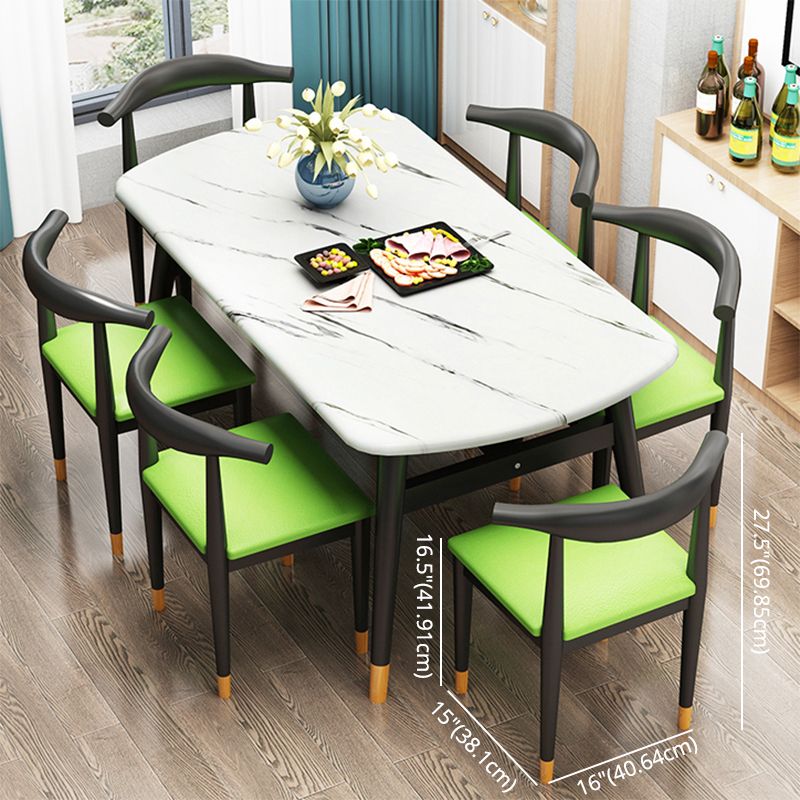 Standard Wood Top Dining Room Set with 4 Black Wood Legs Base for Dining Furniture