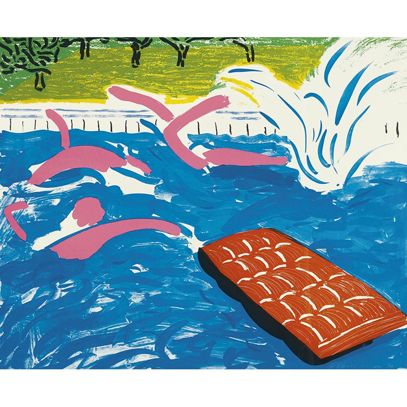 Blue-Green Swimming Painting Murals Hockney Artworks Modern Moisture Resistant Wall Decor