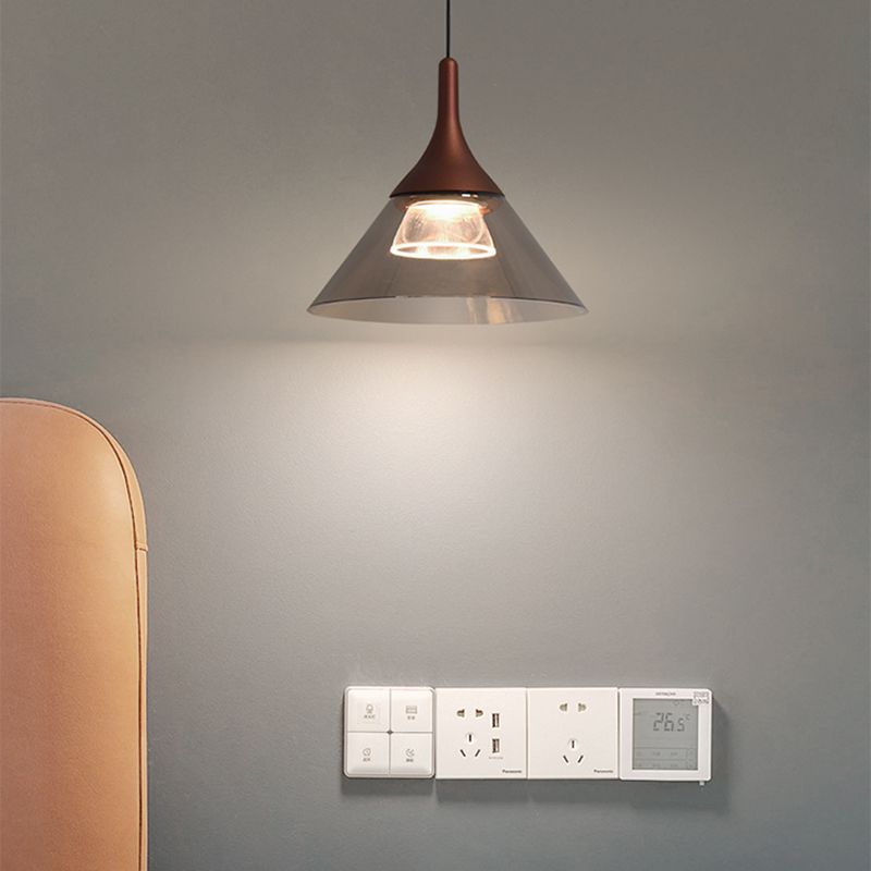 Minimalist Cone Shape Pendant Light Aluminum Dining Room LED Hanging Light