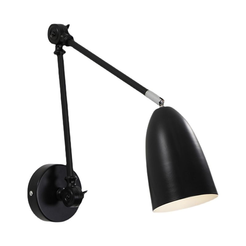 Metal Geometric Shade Wall Lighting Modern Style 1-Light Swing Arm Sconce Lamp