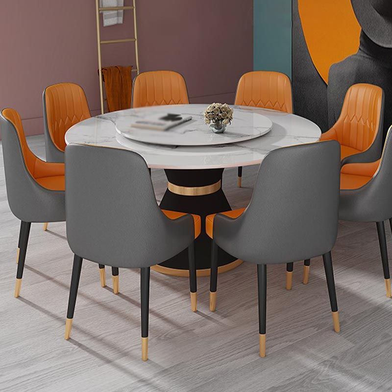 White Marble Top Dining Site Table Traditional Luxury Round Pedestal Table