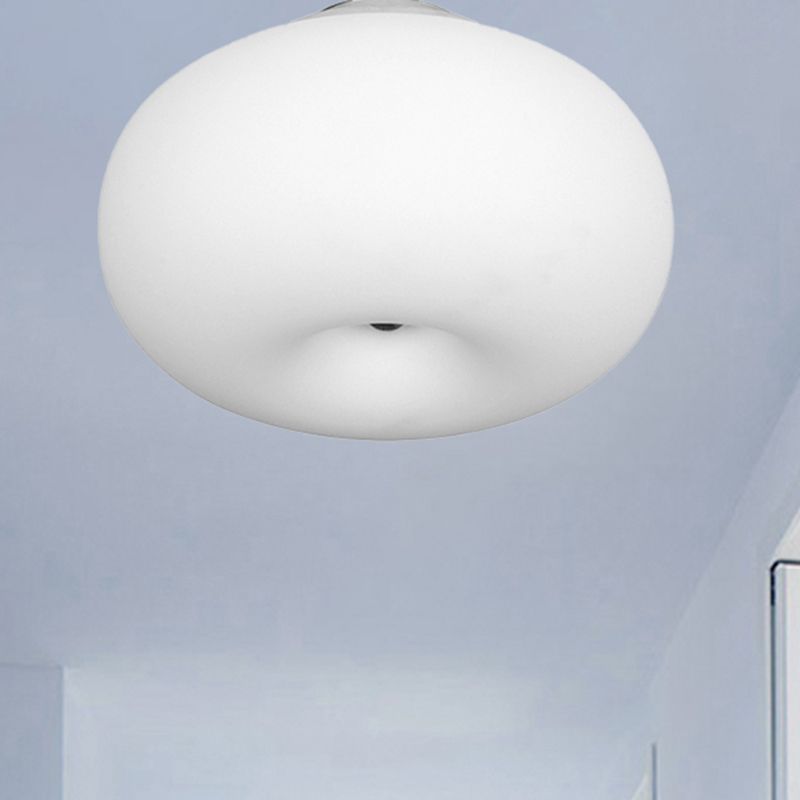 11"/15"/18" Wide Oblong Ceiling Flush Mount Light Modernist 1 Head White Flush Mount Lamp with Glass Lampshade for Balcony