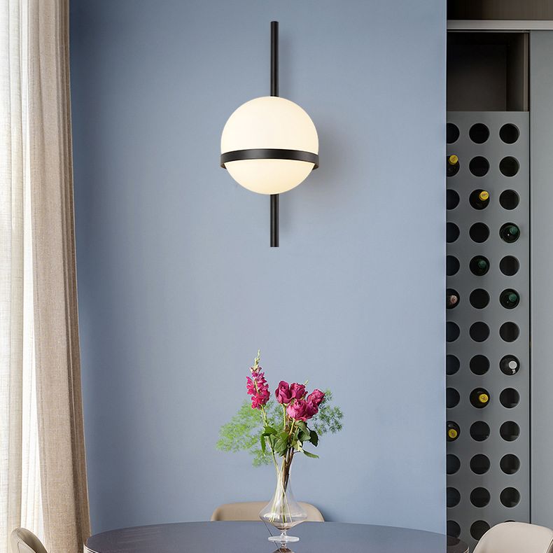 Noordse gecontracteerde postmodern sferisch 1 hoofd glasmateriaal witte wandlamp