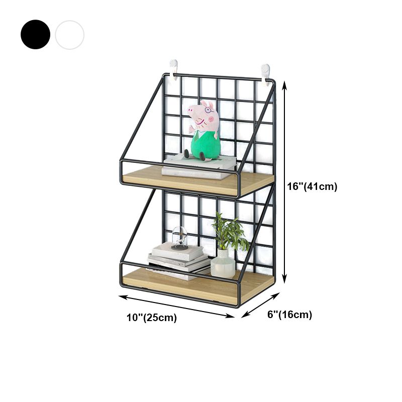 Home Floating Bookcase Modern Metal Bookshelf With Rectangular Shelves