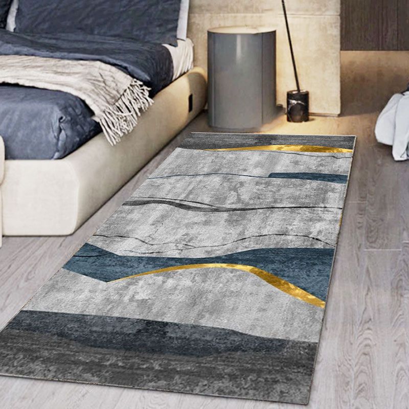 Blauwe woonkamer vloerkleed geometrisch patroon polyester gebied tapijt vlek resistent tapijt