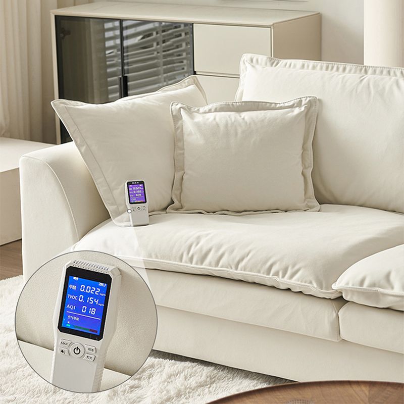 Contemporary Velet Sofa with Pillow Back and Square Arm  in Wood