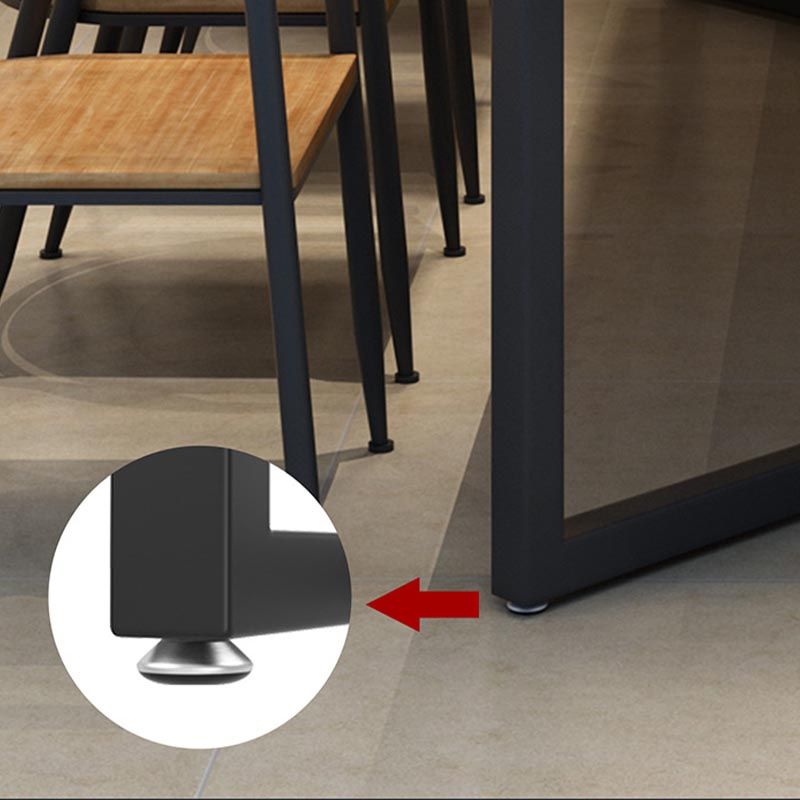 Black Metal Trestle Base Dining Table Rectangle Solid Wood Top Kitchen Dining Table