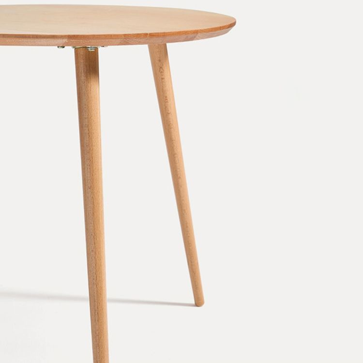 Modern Wood Round Side Table 4 Legs End Table in Natural/White