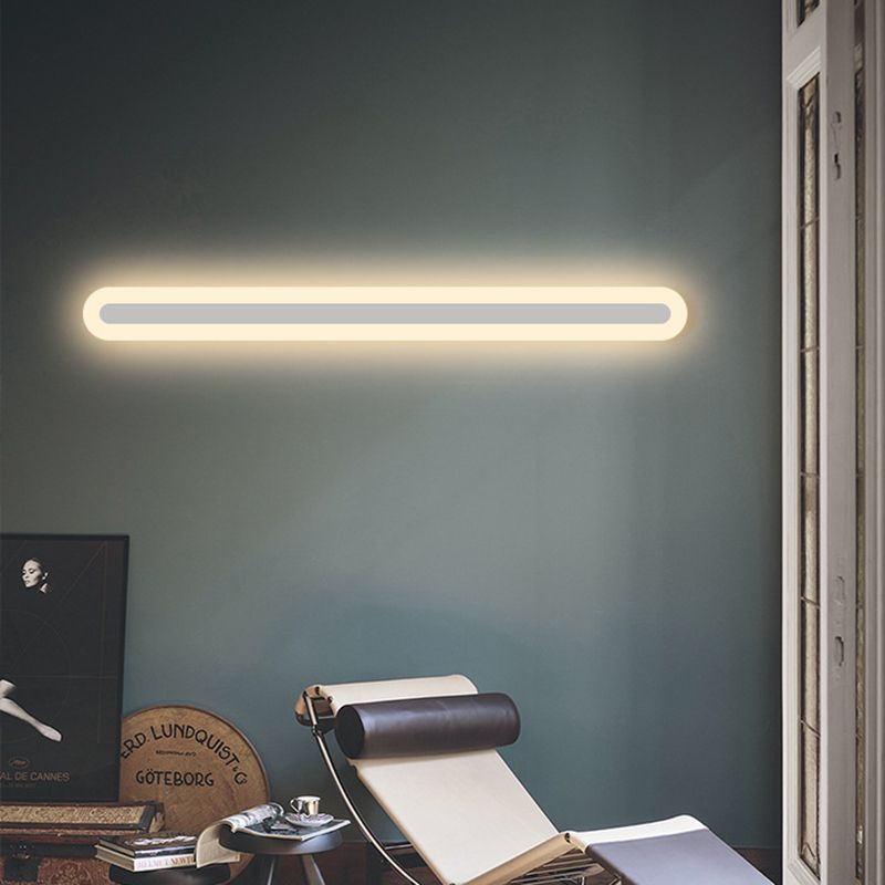 White Linear Wall Light Sconce Simplicity LED Acrylic Wall Mounted Lamp in White/Warm Light, 16"/23.5"/31.5" Long