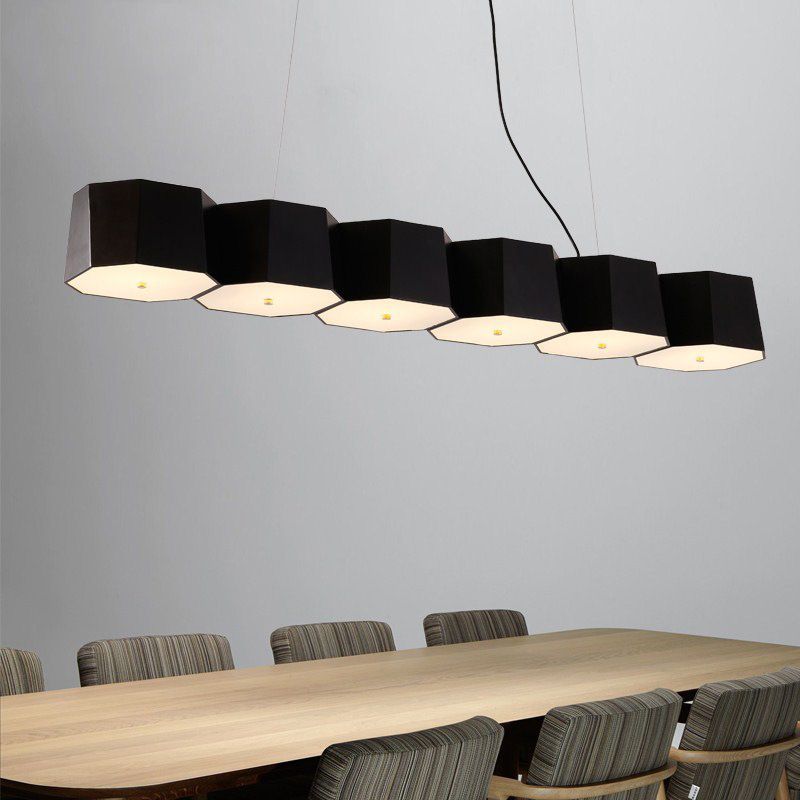 Modern Geometric Metal Kitchen Island Ceiling Light Black Island Hanging Light