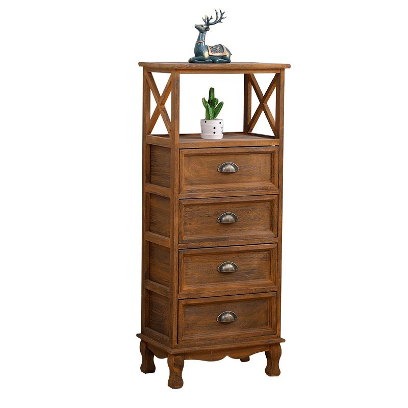 Modern Wood Accent Chest with Drawers and Shelf 11.81" Wide Chest