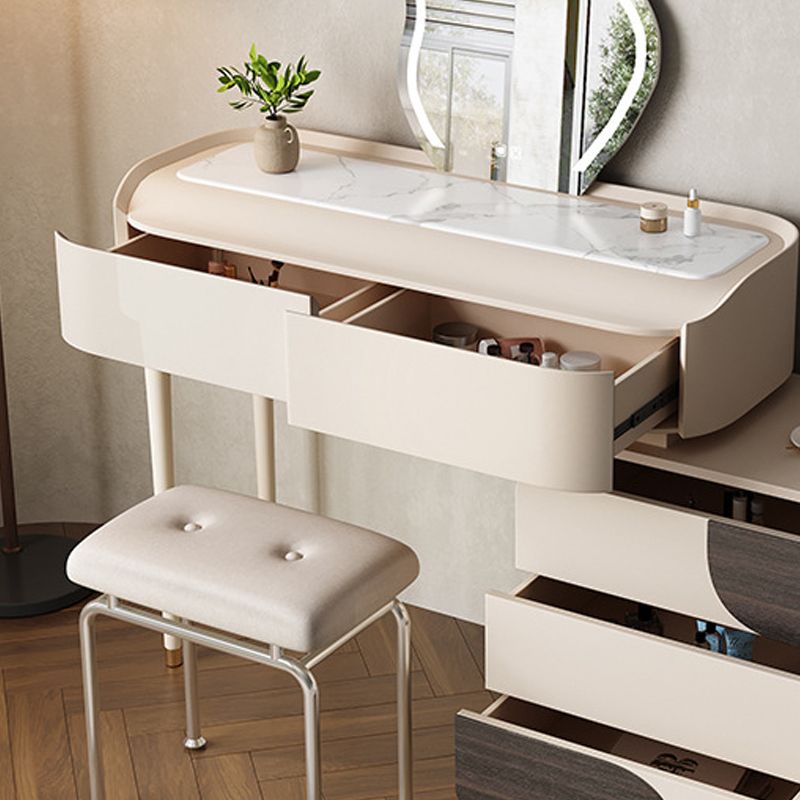 White Wooden Make-up 15.74" Wide Vanity Makeup Vanity Desk Table with 2/5 Drawers