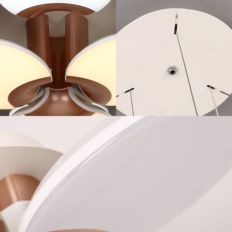 3 Lights Living Room Chandelier with Flower-Shaped Acrylic Shade Modern White Ceiling Pendant Light in Third Gear