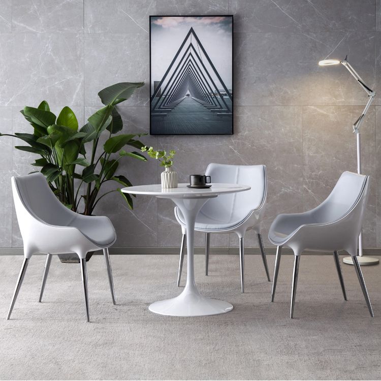Silla de comedor estilo moderno Sillas auxiliares con brazo de cocina y patas de metal (juego de 2)