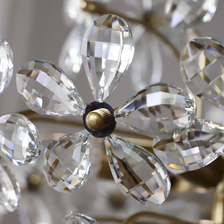 Vintage messing art deco hangende kroonluchter licht bloemen helder kristal interieur drop -lamp