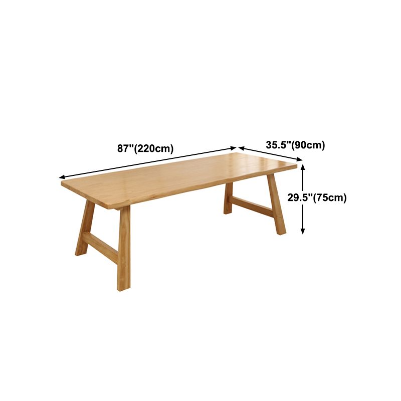 Pine Wood Top Dining Table Modern Dining Table with Double Pedestal Base