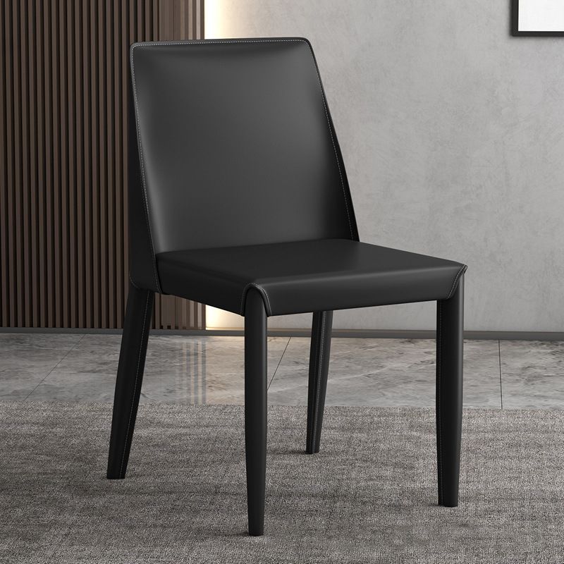Faux Leather Armless Dining Chairs Contemporary Side Chair Set