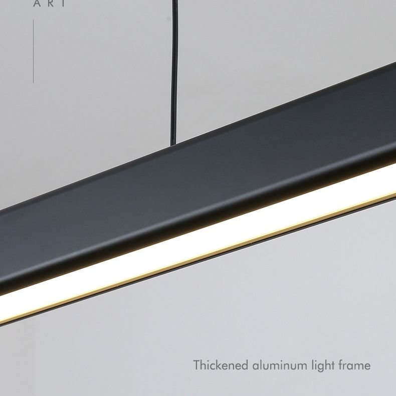 Minimalisme moderne Black Linear Island Pending Lighting LED Metal Island Island Light pour table à manger