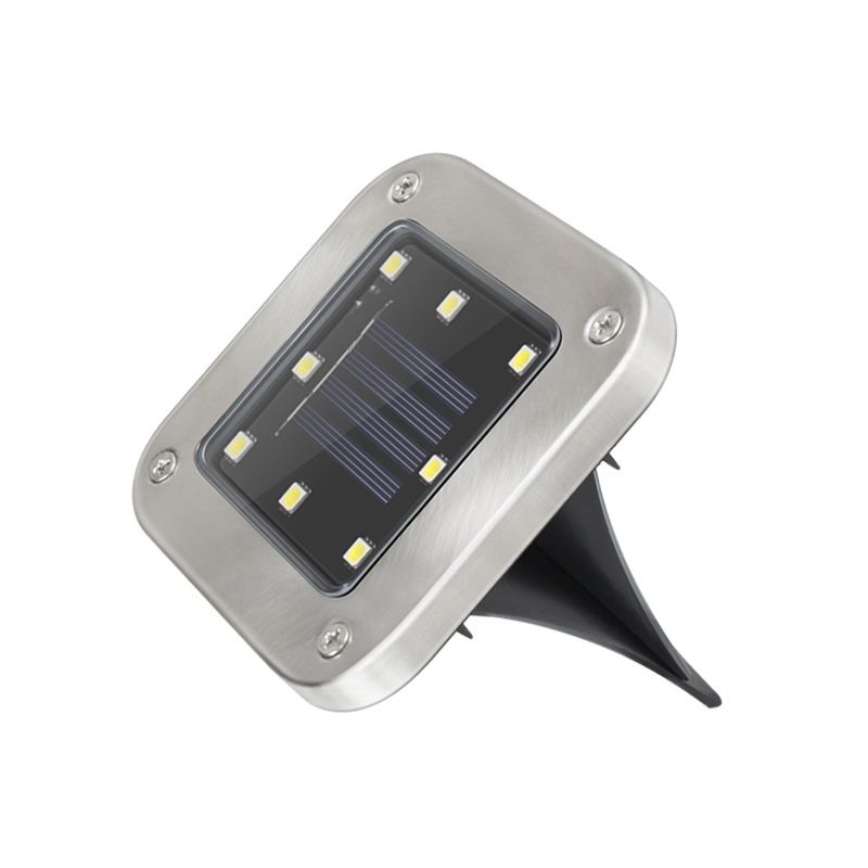 Square Shaped Metal LED Stake Light Modern Black Solar Buried Lighting for Pathway