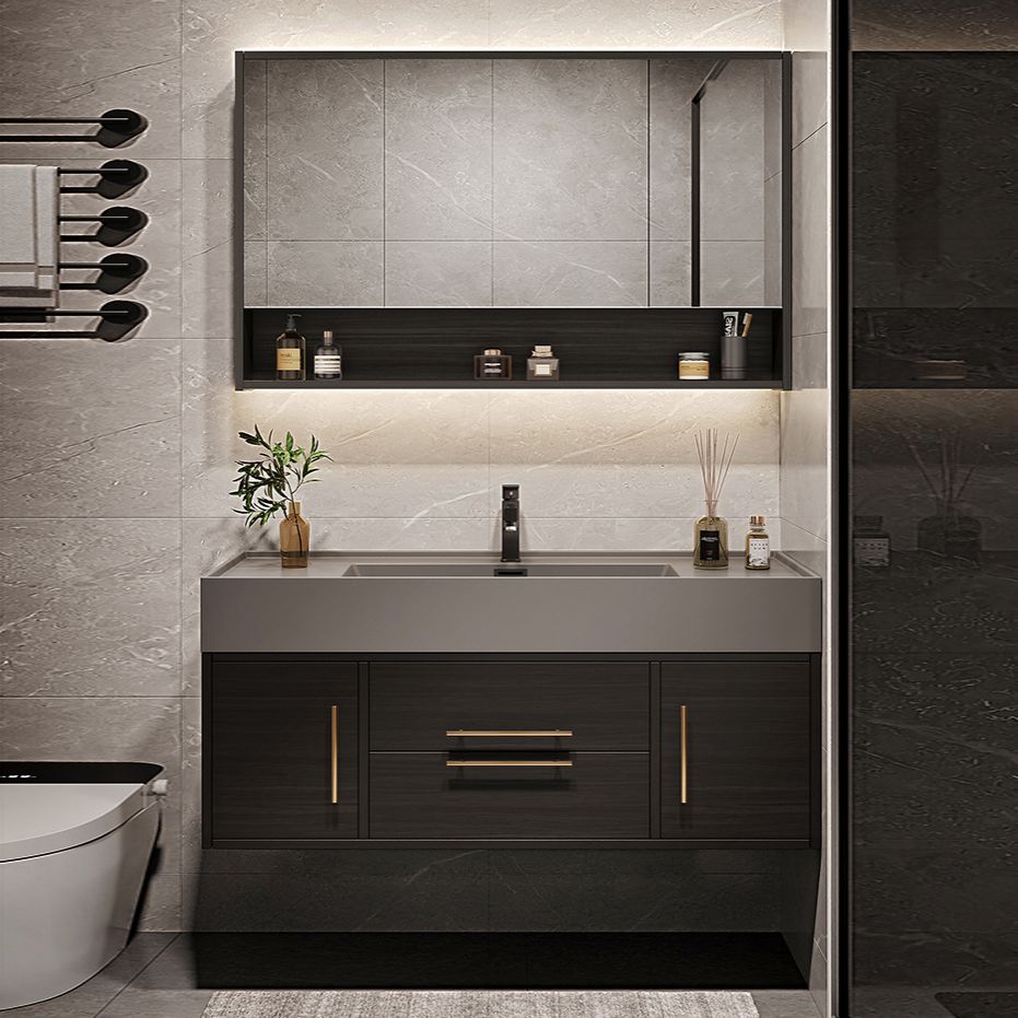 Wall Mount Bathroom Sink Vanity Glam Bathroom Vanity Set with Mirror