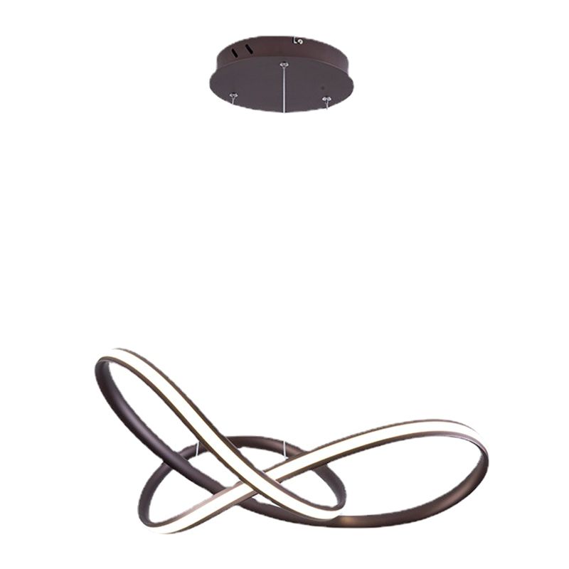 Twisted Strip LED Pendant Lamp Simplicity Metal Bedroom Chandelier in Coffee