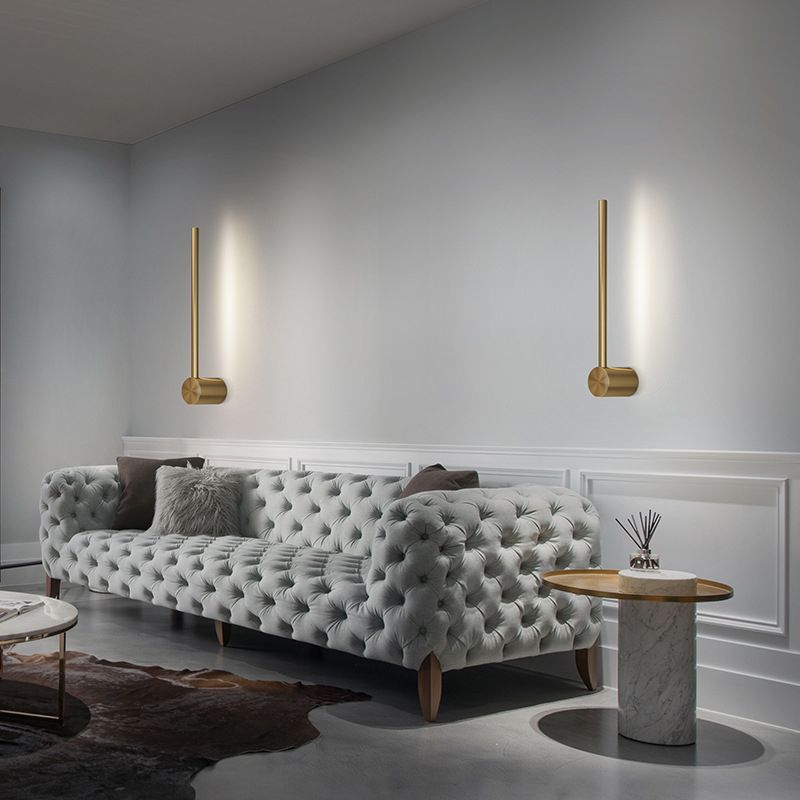 Brass Straight Wall Light Postmodern LED Wall Sconce in Gold for Living Room