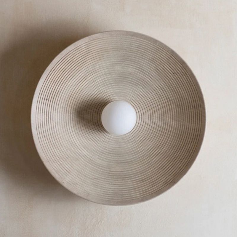 1 Light Circular Shape Wall Light Sconce Modern Wood Wall Light Fixture for Living Room
