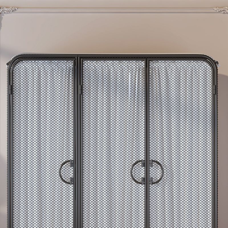 Modern Wardrobe Cabinet Metal Clothes Rail Wardrobe Armoire with Shelves