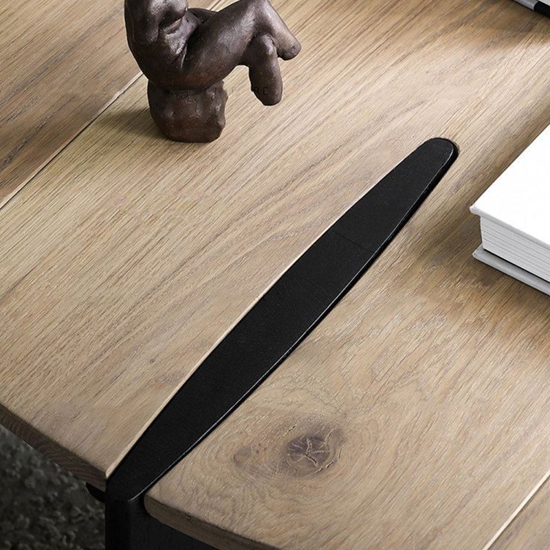 Scandinavian Pine Wood Cocktail Table with Round Top and Black Base