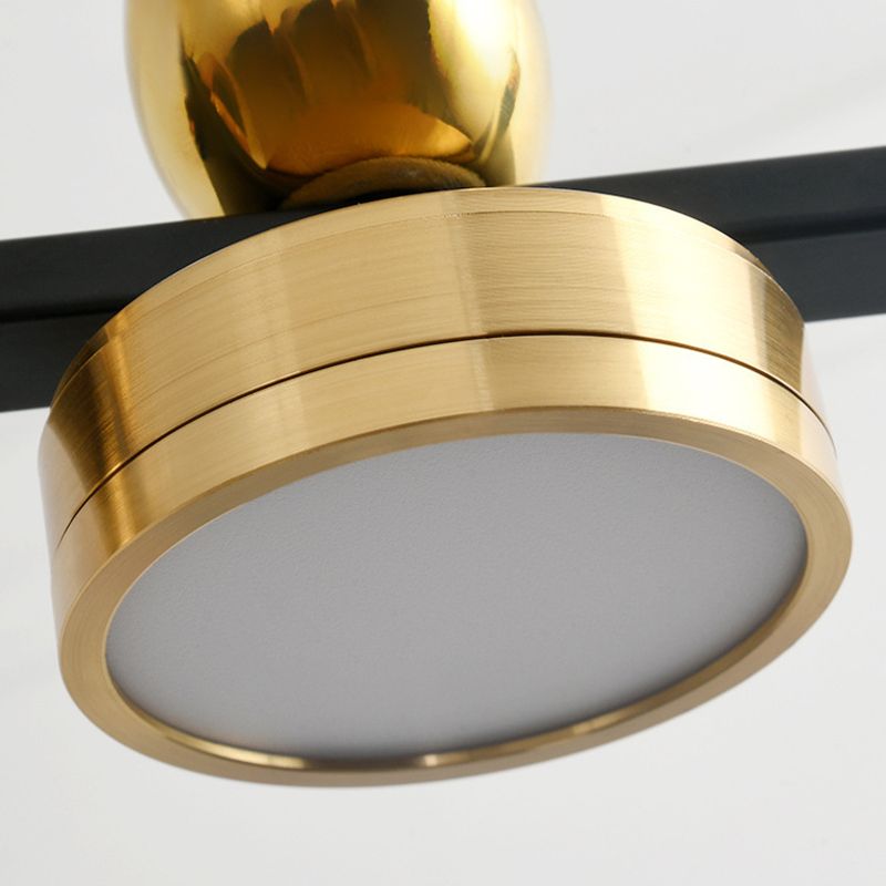Black and Gold Kitchen Island Fixture Metal & Glass Post Modern Ceiling Pendant